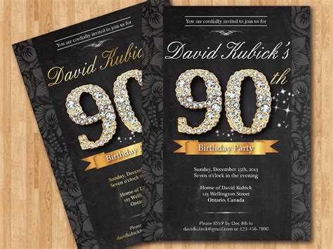 90th birthday invitations for a man|elegant 90th birthday invitations.